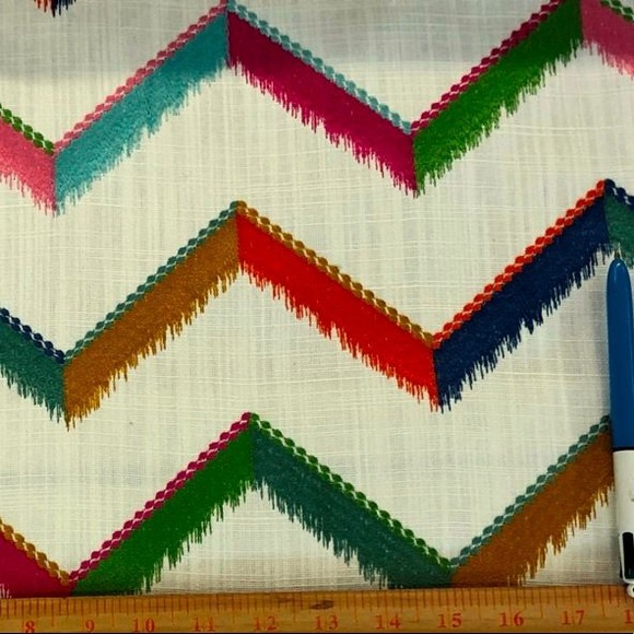 French Colors Multi Modern Flamestitch Fabric - Picture 4 of 6